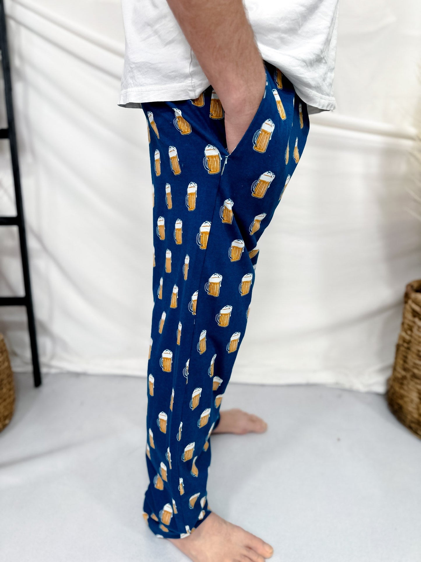Beer Mug Men's Loungewear Pants - Whiskey Skies - HATLEY LITTLE BLUE HOUSE INC.