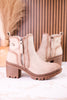 Beige Ankle Boots With Speckled Chunky Soles - Whiskey Skies - VERY G