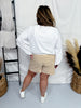 Beige High Waist Linen Shorts - Whiskey Skies - SOUTHERN GRACE