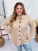 Beige Long Sleeve Shacket W/ Contrasting Front Pocket - Whiskey Skies - HEIMISH