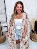 Beige Paisley Print Ruffled Duster Cardigan - Whiskey Skies - DAVI & DANI