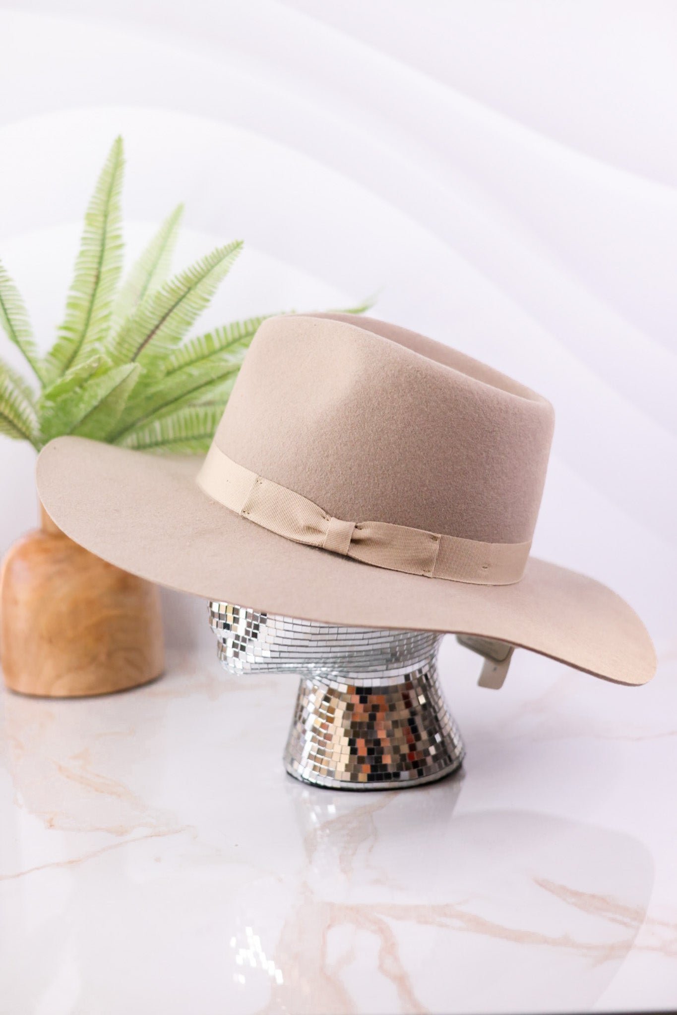 Beige Stiff Fedora With Band - Whiskey Skies - SAN DIEGO HAT COMPANY