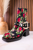 Betsey Johnson Floral Lace Asher Booties With Pearl Buckle - Whiskey Skies - BETSEY JOHNSON