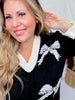 Black and Cream Pearl Studded Pullover Sweater - Whiskey Skies - DAVI & DANI