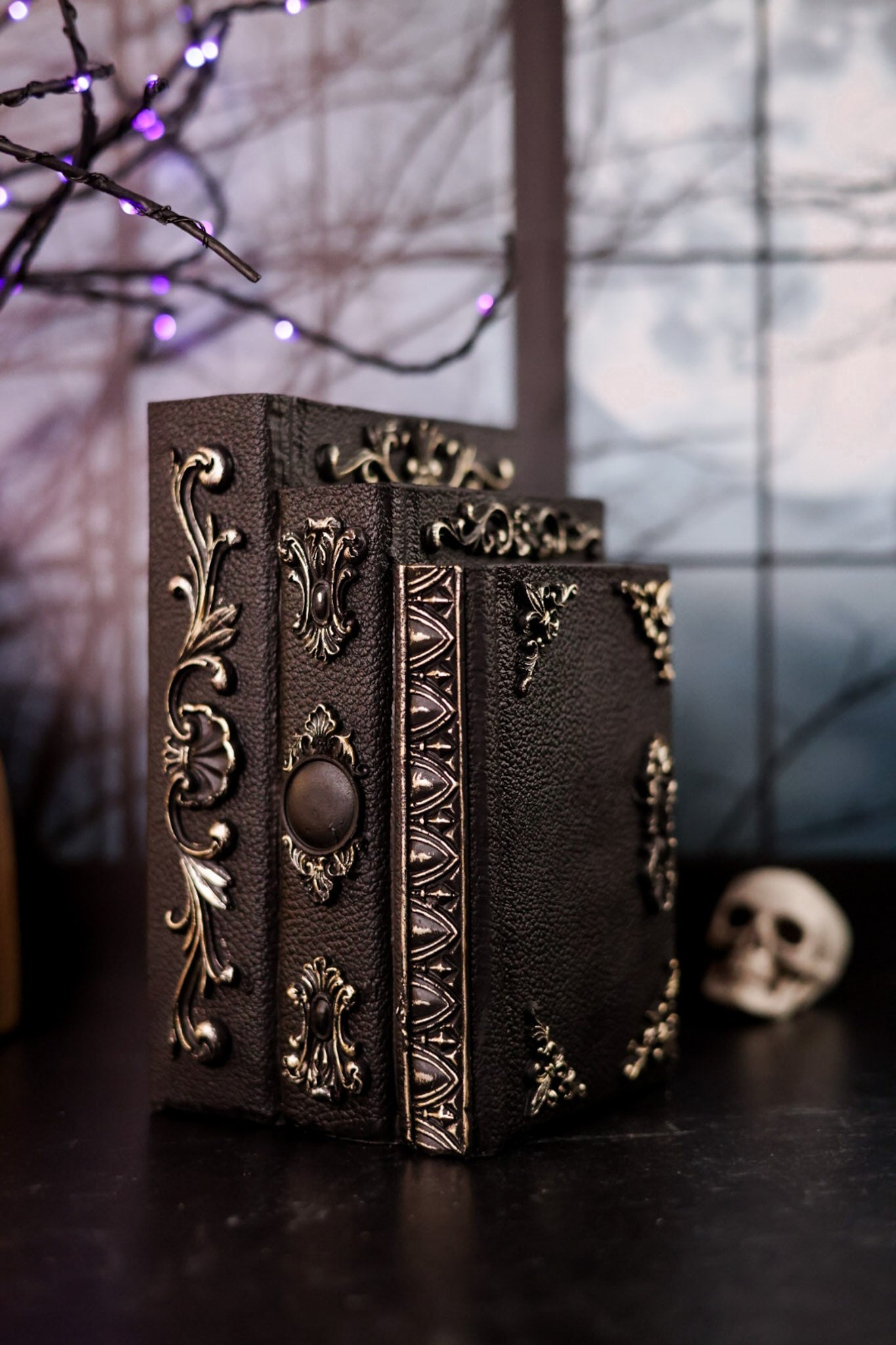 Black and Gold Resin 3 Stacked Books (2 Styles) - Whiskey Skies - K&K INTERIORS