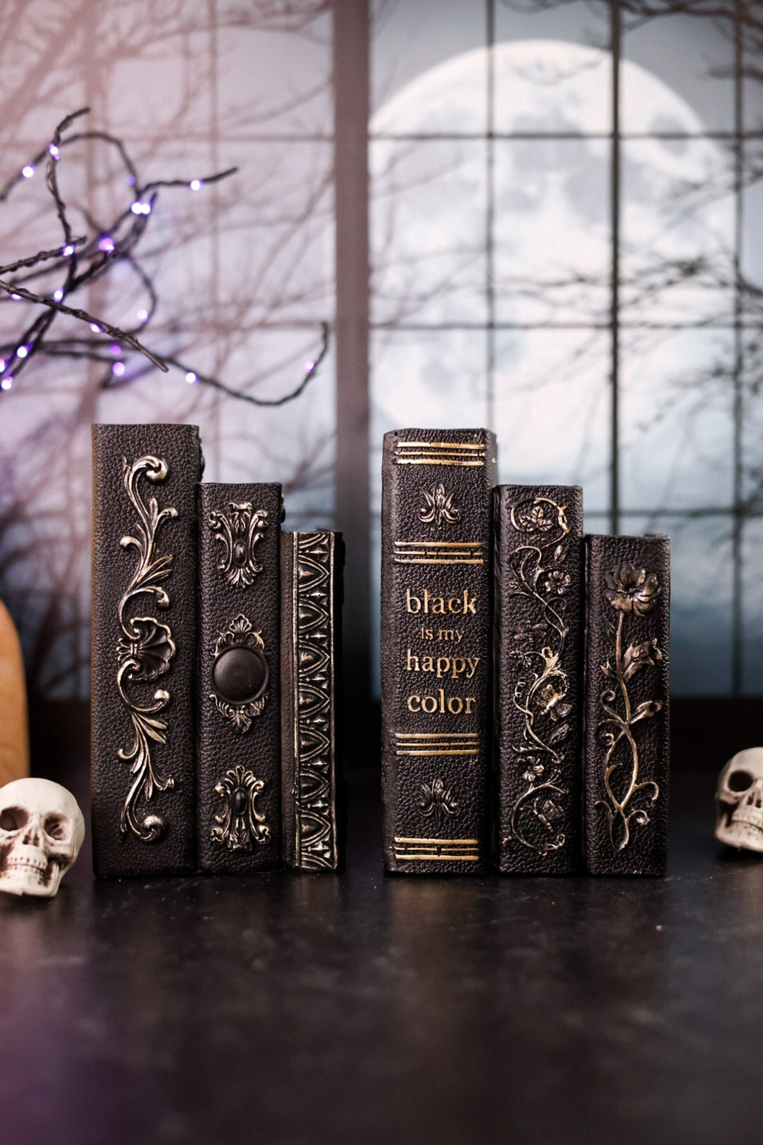 Black and Gold Resin 3 Stacked Books (2 Styles) - Whiskey Skies - K&K INTERIORS