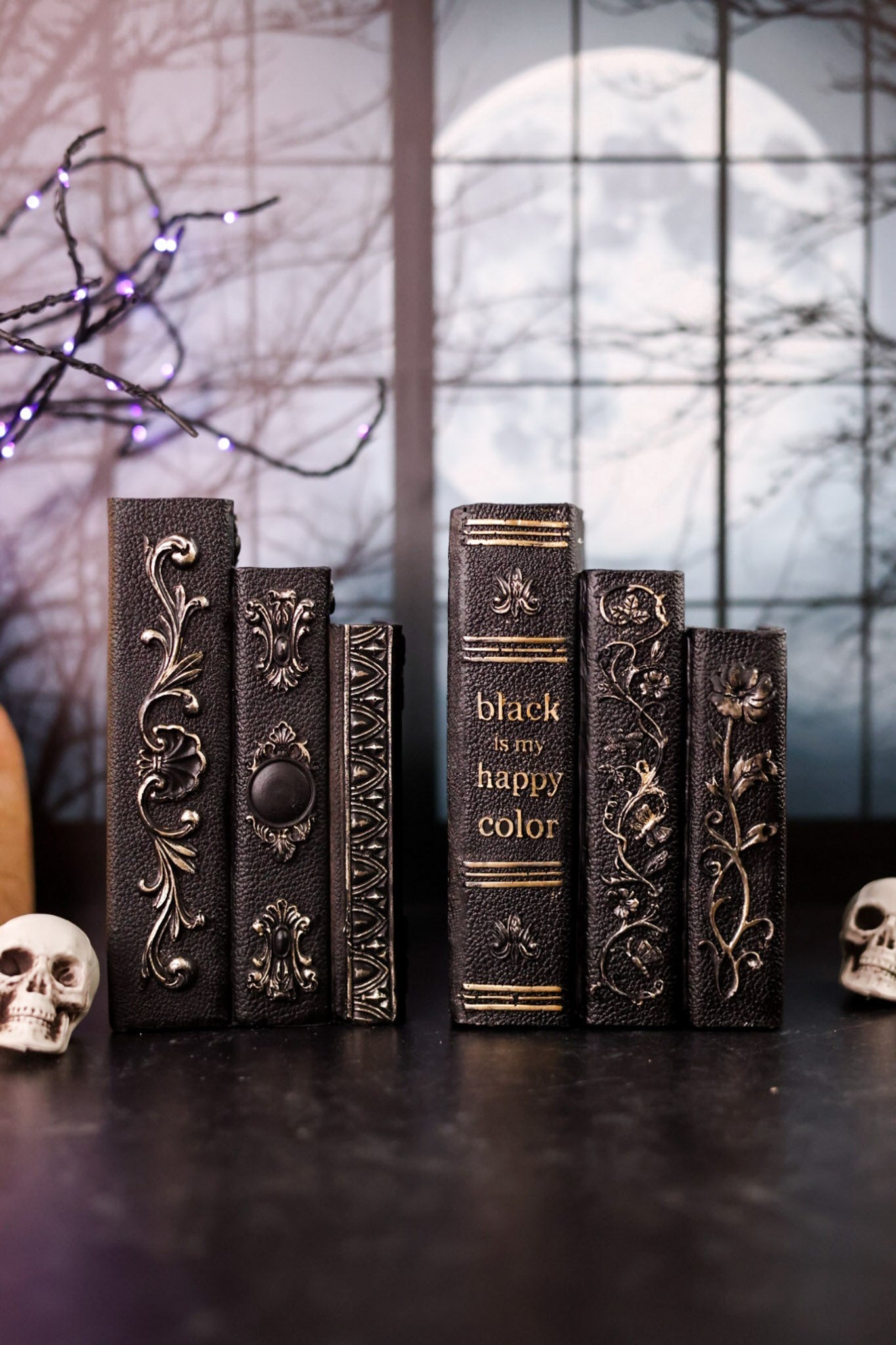 Black and Gold Resin 3 Stacked Books (2 Styles) - Whiskey Skies - K&K INTERIORS
