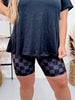 Black and Gray Checkered Biker Shorts - Whiskey Skies - JESS LEA