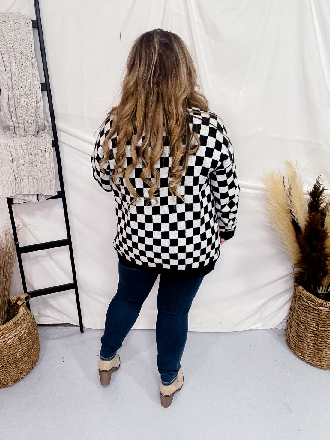 Black and White Checkered Cardigan - Whiskey Skies - MICHELLE MAE