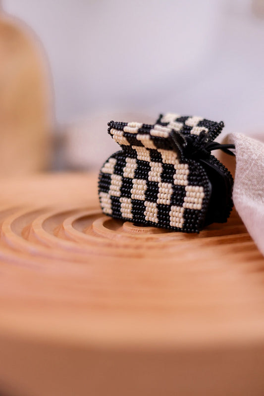 Black and White Checkered Hair Clip - Whiskey Skies - INK+ALLOY