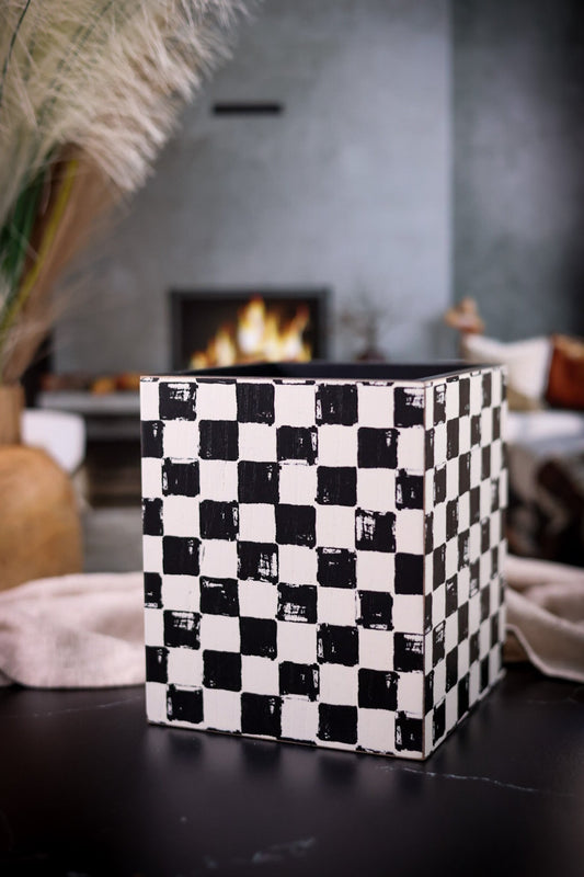 Black and White Checkered Pencil Holder - Whiskey Skies - ADAMS & CO