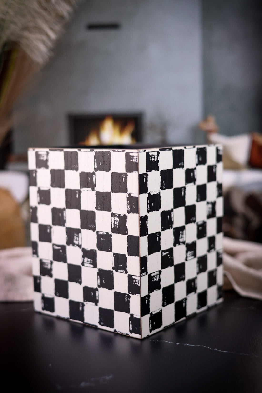 Black and White Checkered Pencil Holder - Whiskey Skies - ADAMS & CO