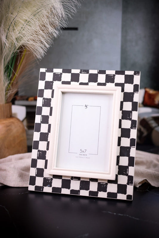 Black and White Checkered Picture Frame - Whiskey Skies - ADAMS & CO