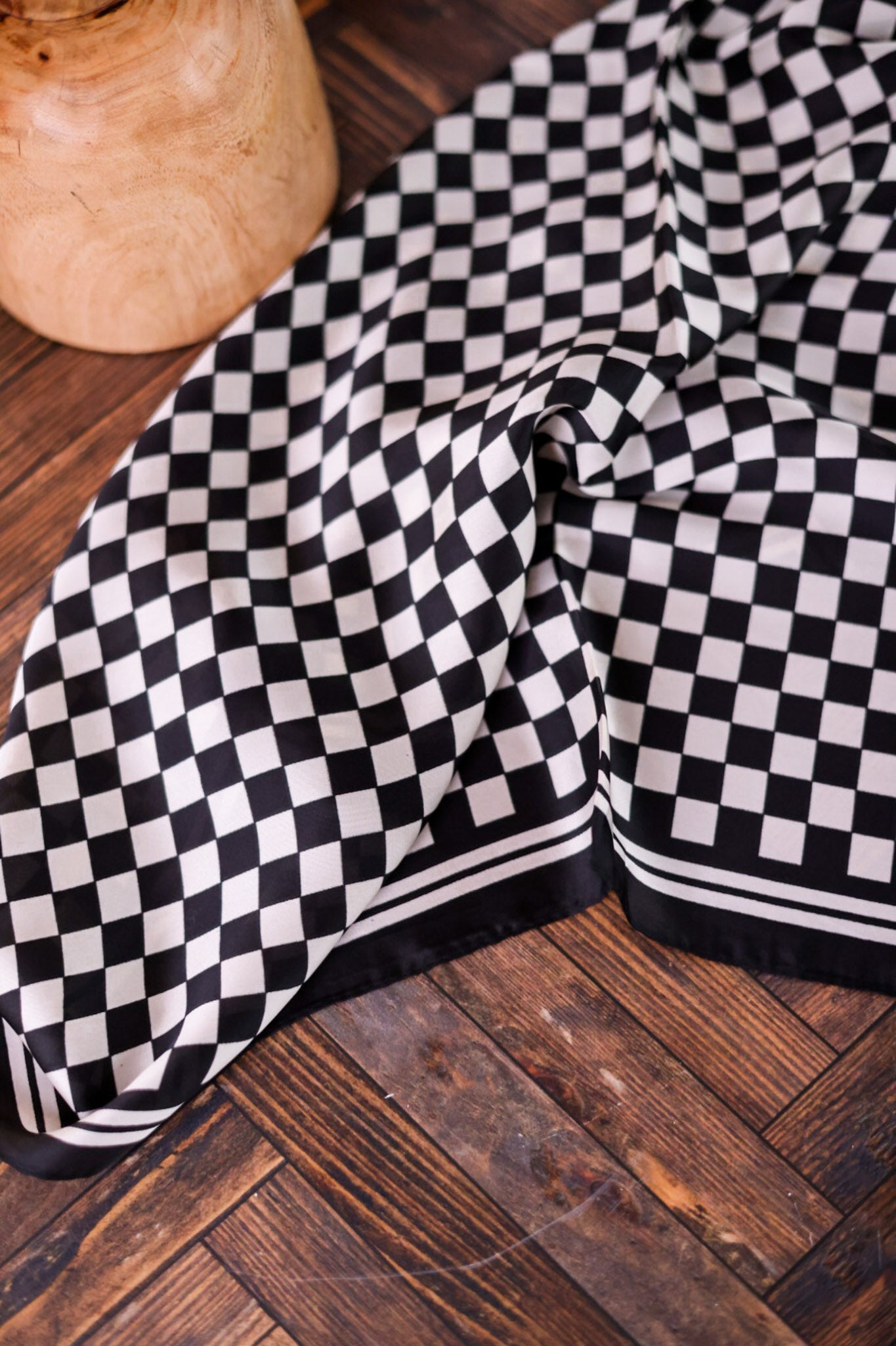 Black and White Checkered Wild Rag Scarf - Whiskey Skies - ROWDY CROWD CLOTHING