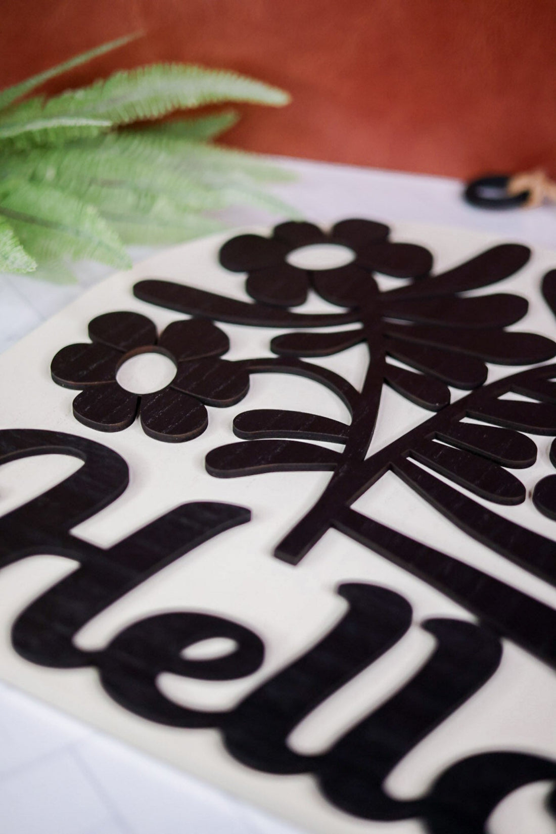 Black and White Floral "Hello" Hanging Sign - Whiskey Skies - YOUNG'S INC