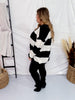 Black and White Rugby Striped Sweater - Whiskey Skies - EASEL