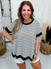 Black and White Striped Short Sleeve Top - Whiskey Skies - SEW IN LOVE