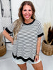 Black and White Striped Short Sleeve Top - Whiskey Skies - SEW IN LOVE
