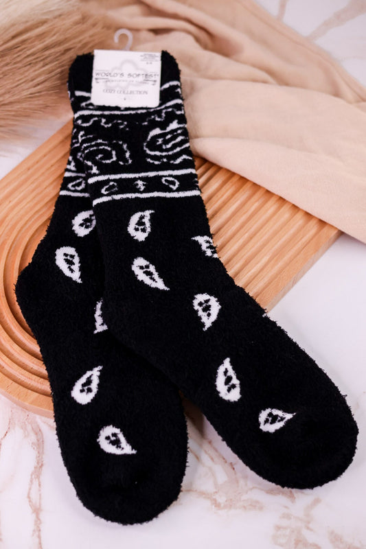 Black Bandana Cozy Collection Crew Socks - Whiskey Skies - CRESCENT SOCK COMPANY