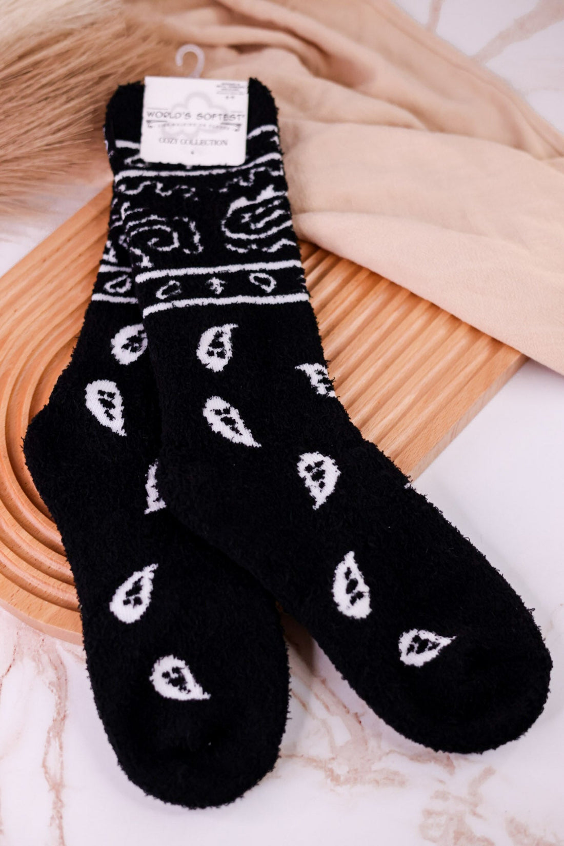 Black Bandana Cozy Collection Crew Socks - Whiskey Skies - CRESCENT SOCK COMPANY