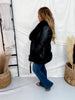 Black Belted Faux Fur & Leather Coat - Whiskey Skies - COALITION LA