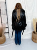 Black Belted Faux Fur & Leather Coat - Whiskey Skies - COALITION LA