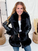 Black Belted Faux Fur & Leather Coat - Whiskey Skies - COALITION LA