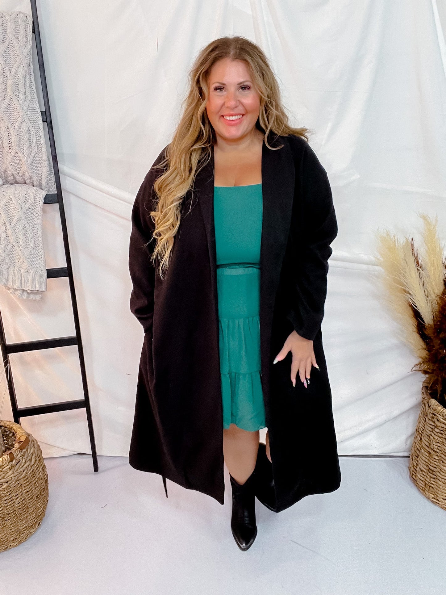 Black Belted Long Coat - Whiskey Skies - ANDREE BY UNIT