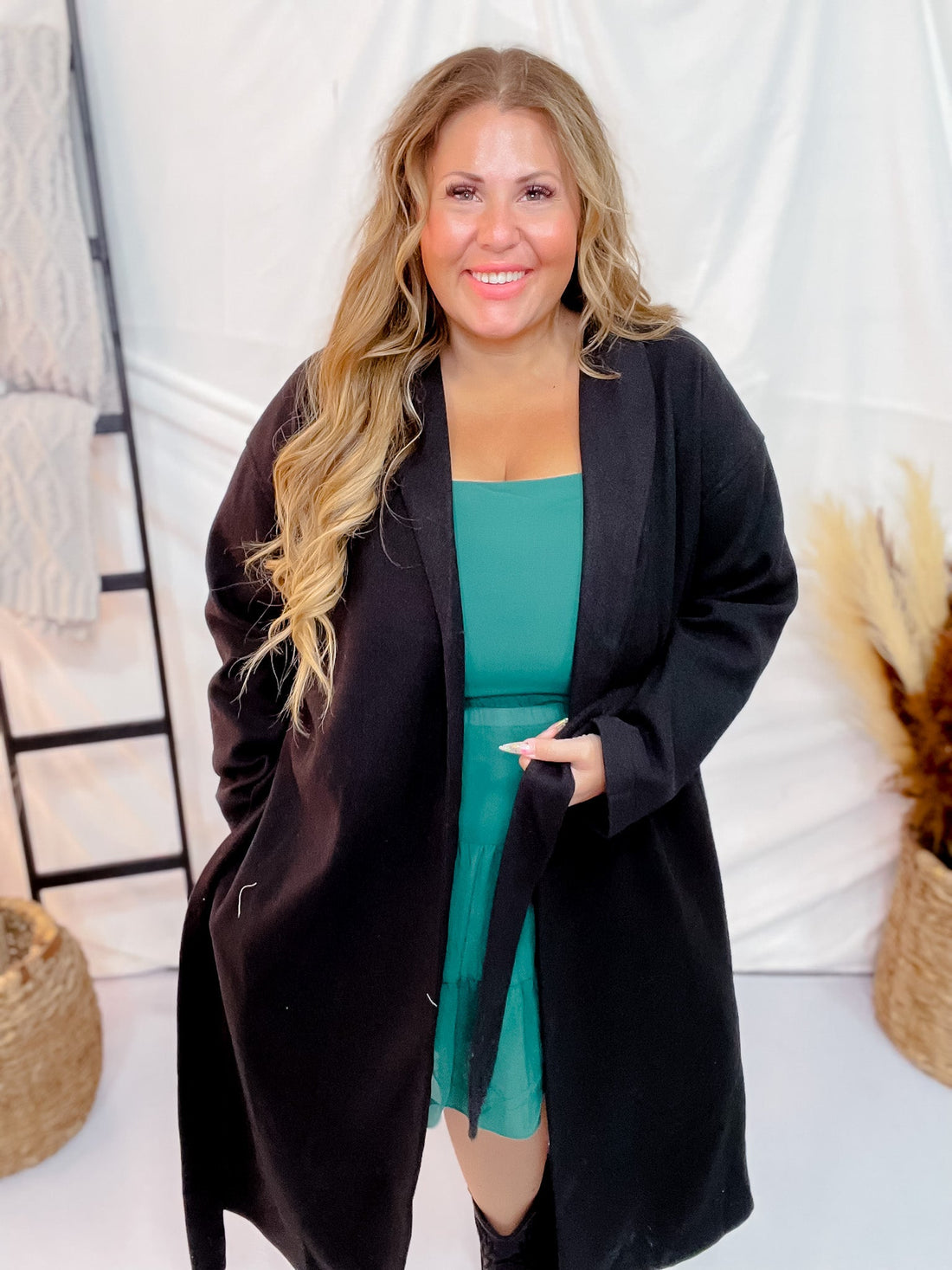 Black Belted Long Coat - Whiskey Skies - ANDREE BY UNIT