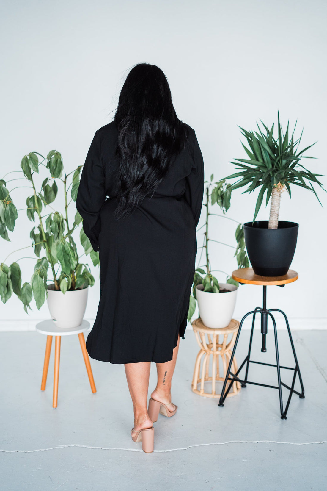 Black Belted Long Dress - Whiskey Skies - JADE BY JANE