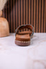 Black "Betsy" Faux Suede Sandals With Turquoise Concho Accents - Whiskey Skies - VERY G