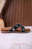 Black "Betsy" Faux Suede Sandals With Turquoise Concho Accents - Whiskey Skies - VERY G