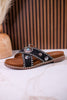 Black "Betsy" Faux Suede Sandals With Turquoise Concho Accents - Whiskey Skies - VERY G