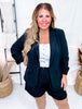 Black Blazer and Shorts Set with Floral Printed Lining - Whiskey Skies - ODDI
