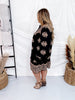 Black Border Printed Challis Long Sleeve Shirt Dress - Whiskey Skies - EASEL