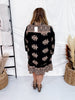 Black Border Printed Challis Long Sleeve Shirt Dress - Whiskey Skies - EASEL