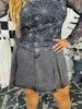 Black Box Pleated Washed Denim Skirt - Whiskey Skies - HAYDEN
