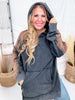 Black & Brown Plaid Mineral Wash Pouch Pocket Hi - Lo Hoodie - Whiskey Skies - JADE BY JANE