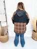 Black & Brown Plaid Mineral Wash Pouch Pocket Hi - Lo Hoodie - Whiskey Skies - JADE BY JANE
