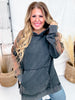 Black & Brown Plaid Mineral Wash Pouch Pocket Hi - Lo Hoodie - Whiskey Skies - JADE BY JANE