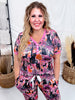 Black Cat Pajama Set With Short Sleeve Top & Joggers - Whiskey Skies - SHIRLEY & STONE