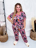 Black Cat Pajama Set With Short Sleeve Top & Joggers - Whiskey Skies - SHIRLEY & STONE