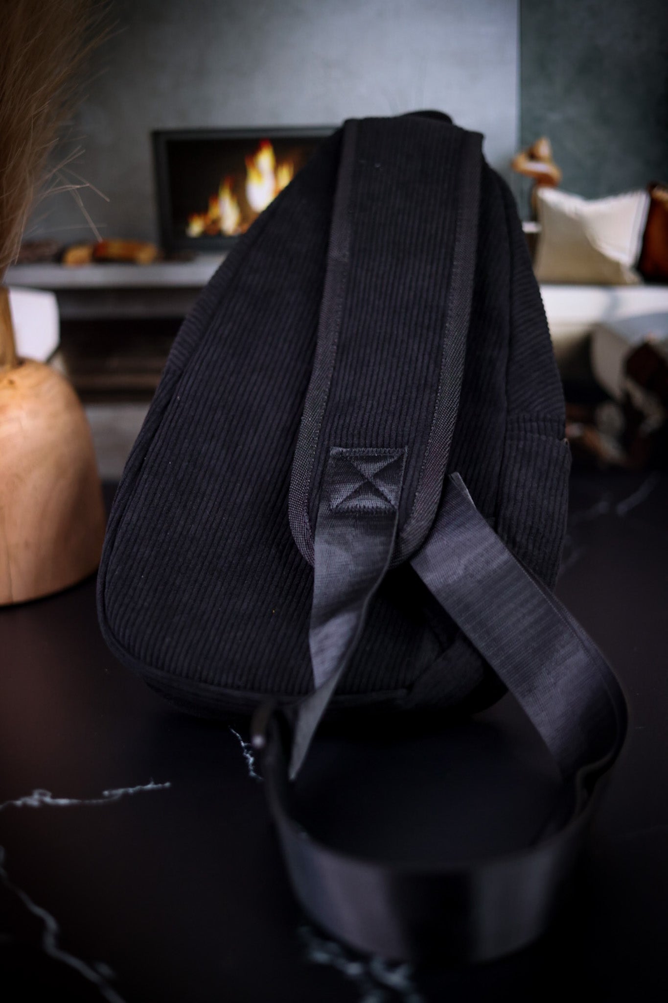 Black Corduroy Anti - Theft Daypack - Whiskey Skies - CALLA PRODUCT