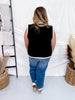 Black & Cream Antique Floral Embroidered Lace Sweater Knit Vest Top - Whiskey Skies - DAVI & DANI