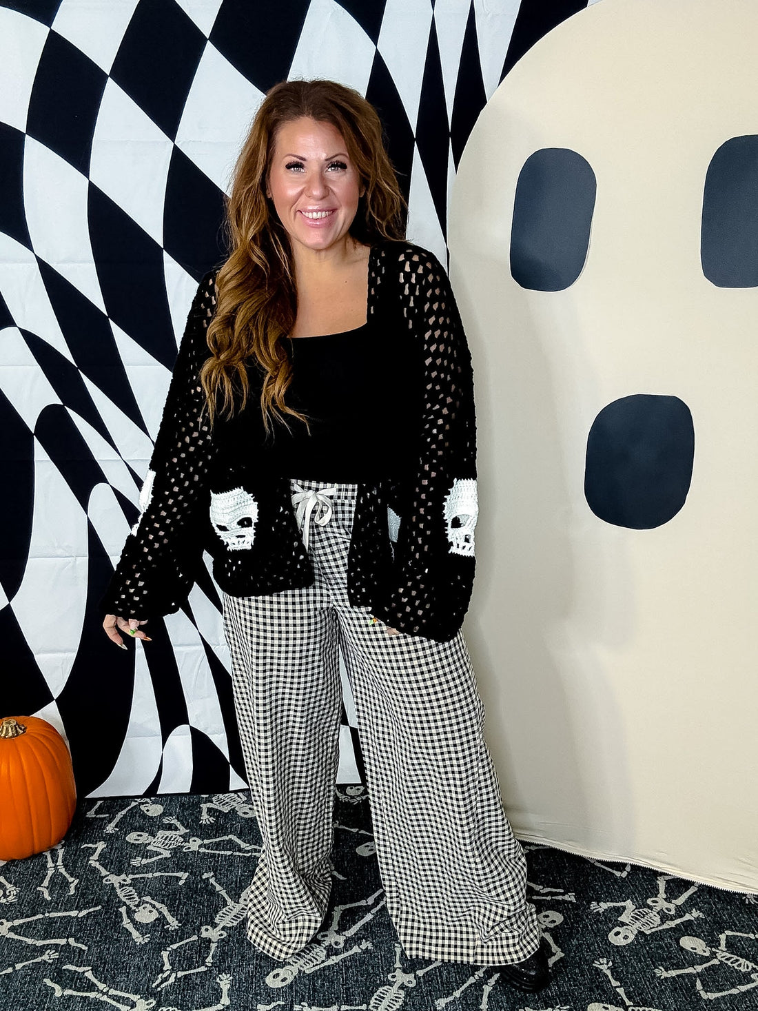 Black & Cream Gingham Wide Leg Pants - Whiskey Skies - HEIMISH