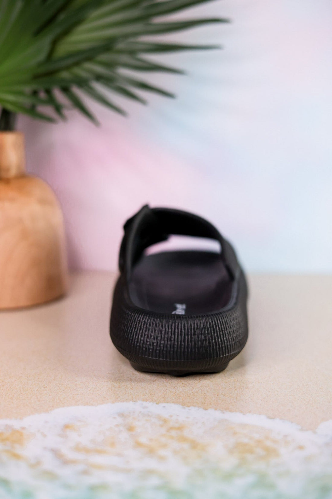 Black Cushioned Waterproof Slides - Whiskey Skies - SPRING FOOTWEAR