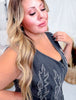 Black Denim Corset Midi Top With Western Stitching - Whiskey Skies - DAVI & DANI