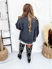 Black Denim Jacket W/ Gunmetal & Bronze Studded Western Details - Whiskey Skies - AZALEA WANG