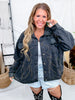 Black Denim Jacket W/ Gunmetal & Bronze Studded Western Details - Whiskey Skies - AZALEA WANG