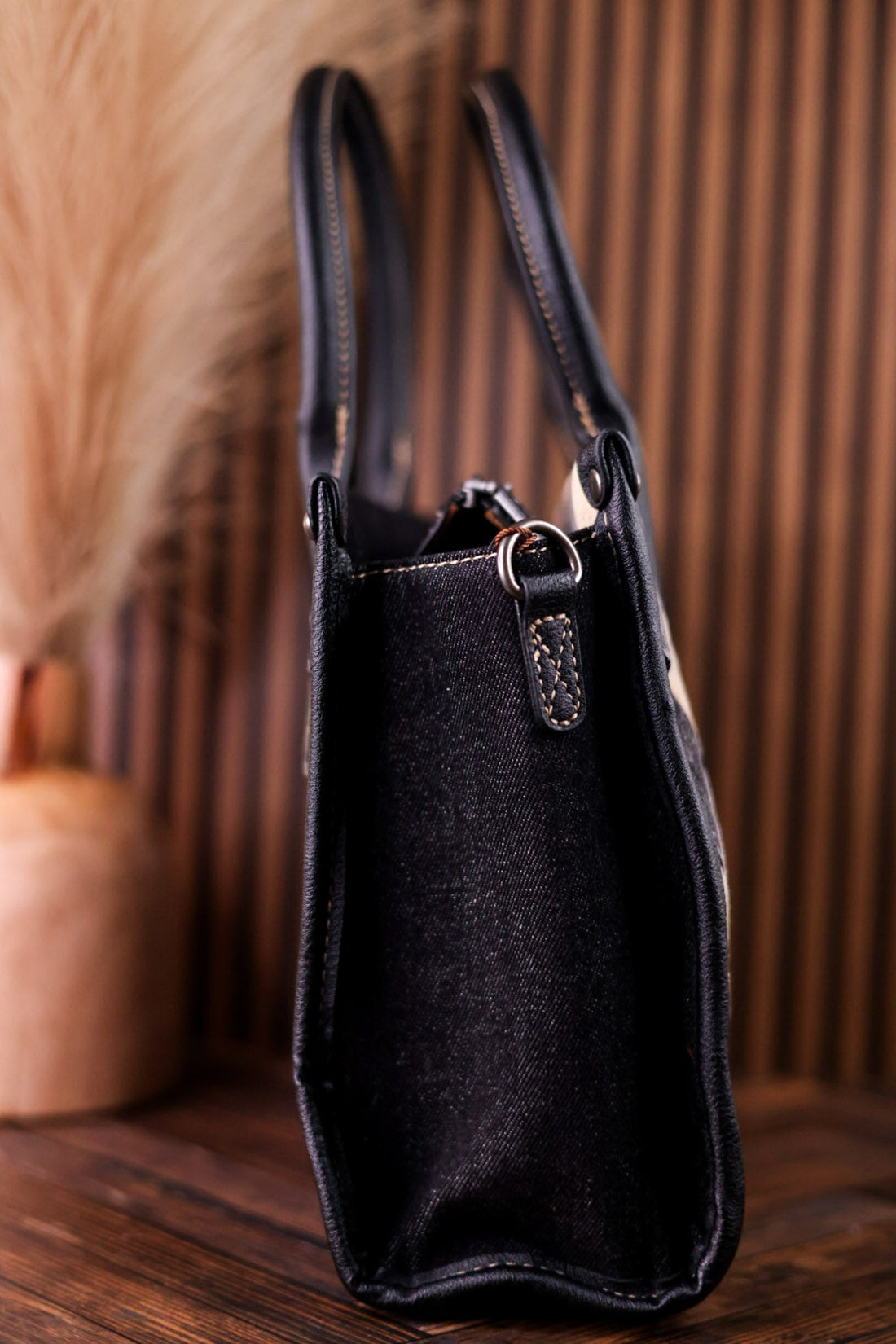 Black Diamond Patterned Wrangler Denim Tote Bag - Whiskey Skies - MONTANA WEST